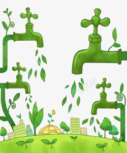 绿色环保素材节约用水图标高清图片