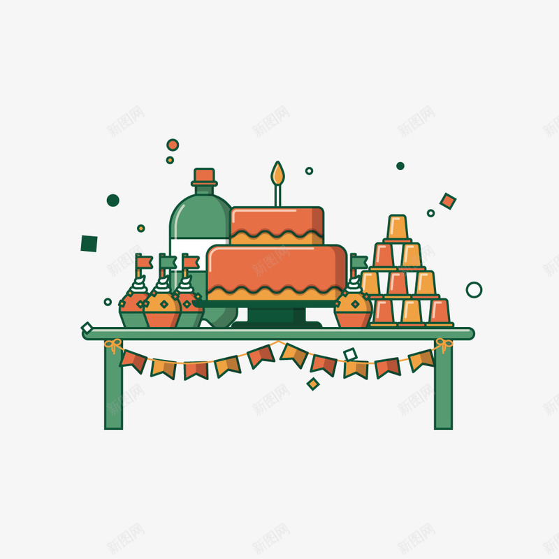 生日聚餐png免抠素材_新图网 https://ixintu.com 卡通手绘 生日 蛋糕