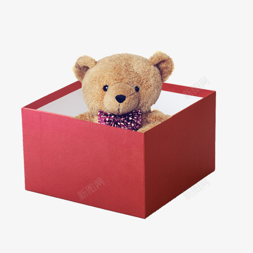 小熊礼物盒产品实物psd_新图网 https://ixintu.com 小熊 生日礼物 礼物 礼物盒 红色包装盒
