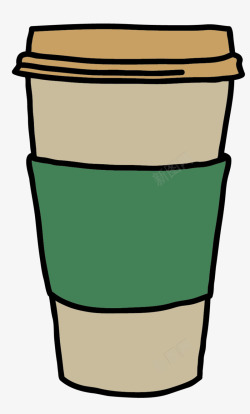 环保纸杯手绘黑边咖啡杯矢量图高清图片