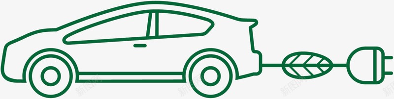 绿色植物线条汽车png免抠素材_新图网 https://ixintu.com 世界环境日 爱护环境 环保 生态循环 线条汽车 自然 节能环保