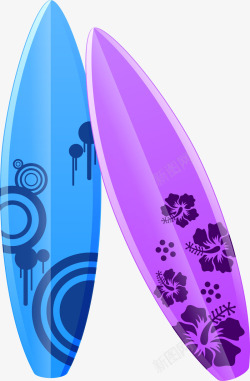 紫色卡通冲浪板素材