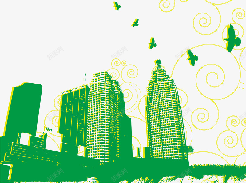 绿色城市建筑环保绿色png免抠素材_新图网 https://ixintu.com 环保 绿色 绿色城市建筑