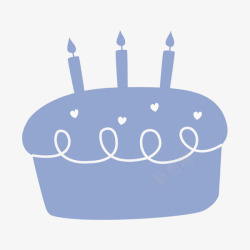 蓝色蜡烛卡通蓝色生日蛋糕图高清图片