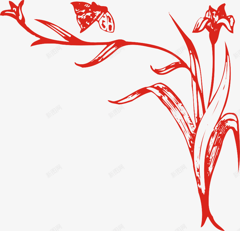 花朵背景边框png免抠素材_新图网 https://ixintu.com 剪纸 新年花纹花边 红色 花纹花边 边框素材