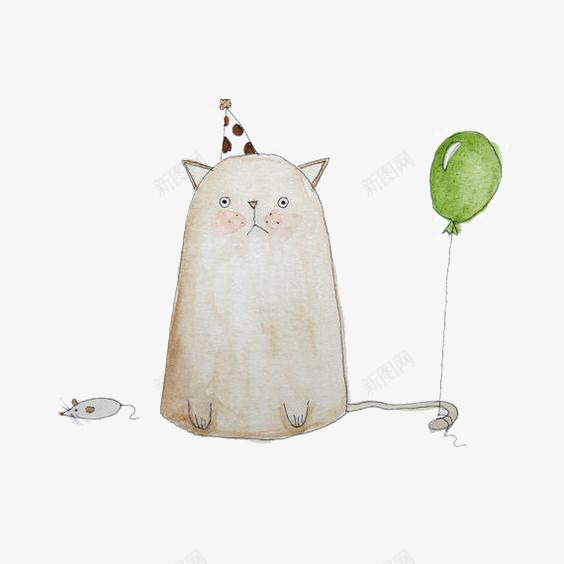 猫咪png免抠素材_新图网 https://ixintu.com 卡通 手绘 气球 生日 老鼠 老鼠生日