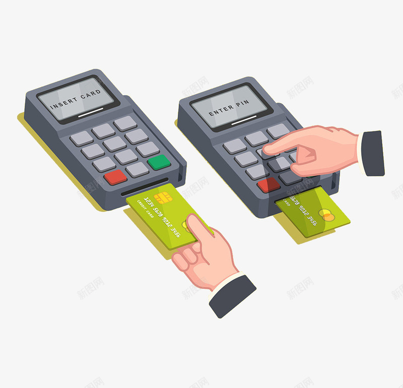 刷卡支付png免抠素材_新图网 https://ixintu.com 刷卡 卡通 手指 手绘 灰色 电子设备 绿色
