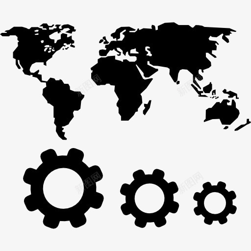 世界地图和齿轮符号图标png_新图网 https://ixintu.com humanpictos 地图 地图和国旗 大洲 符号世界 设置 车轮 配置 齿轮