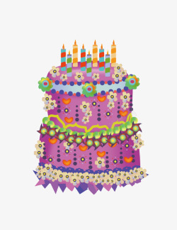 彩色生日蛋糕矢量图素材