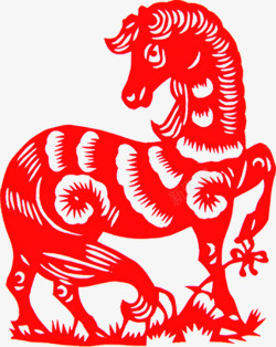 马年贺卡设计红色马剪纸马年贺卡高清图片