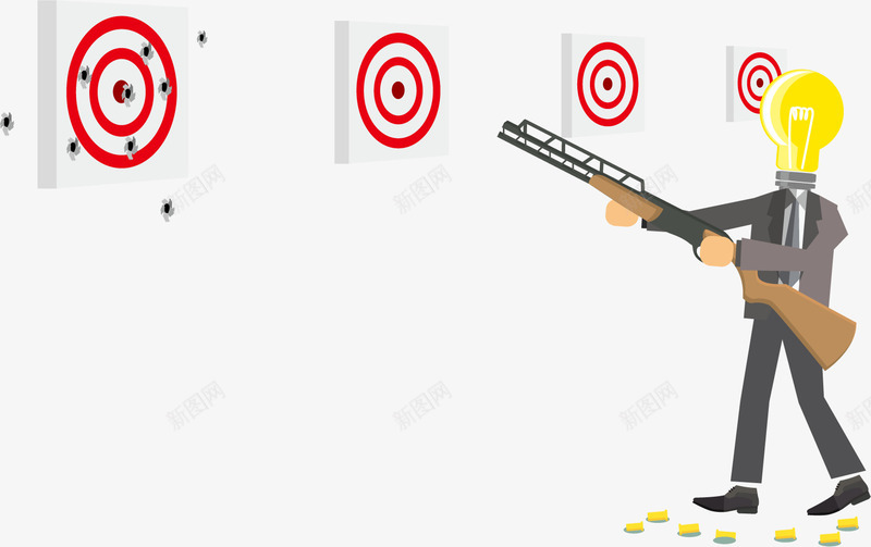 瞄准目标的人png免抠素材_新图网 https://ixintu.com 企业家 商业 散弹枪 枪 灯泡 目的 瞄准 针对