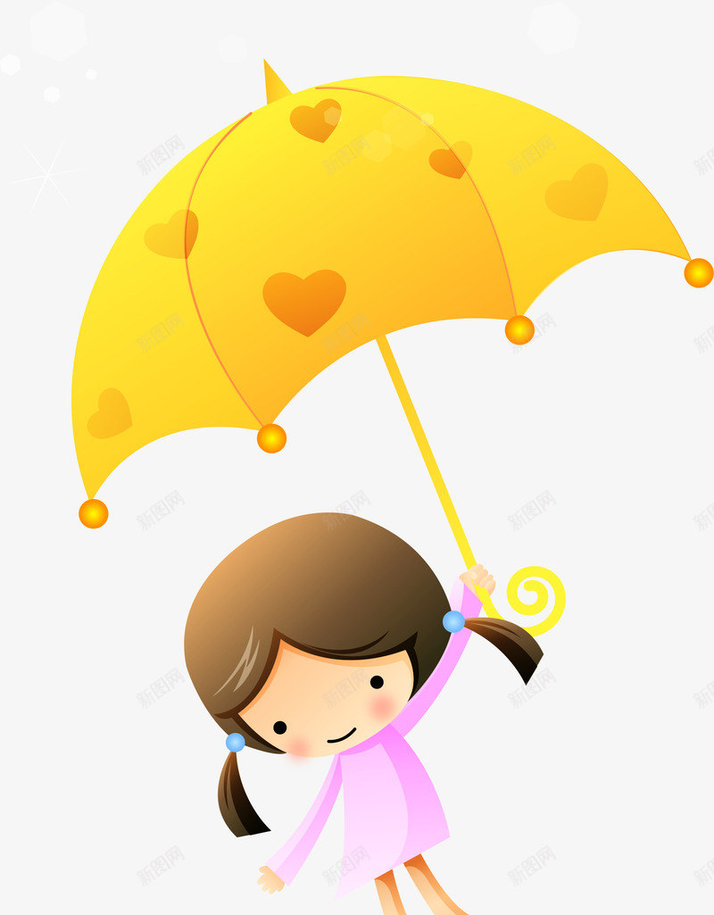 可爱雨伞女孩矢量图ai免抠素材_新图网 https://ixintu.com AI 儿童 卡通 可爱 女孩 孩子 手绘 线条 雨伞 黄色 矢量图
