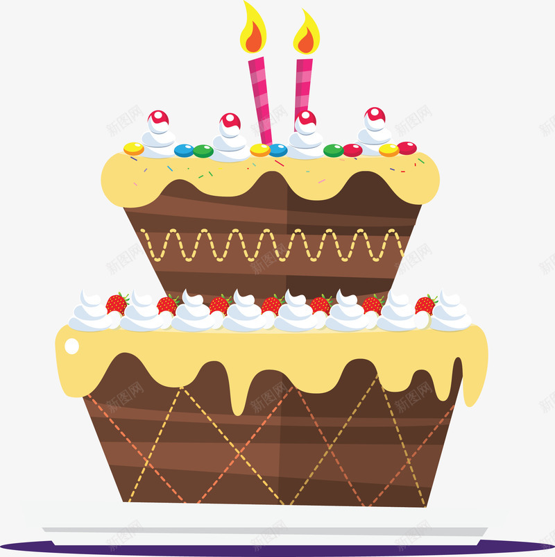 巧克力双层巨型蛋糕矢量图ai免抠素材_新图网 https://ixintu.com 双层 双层蛋糕 巧克力 巨型蛋糕 生日蛋糕 蛋糕 矢量图