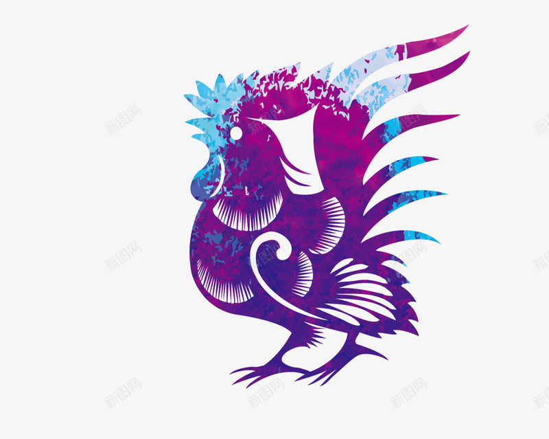 公鸡剪纸psd免抠素材_新图网 https://ixintu.com 公鸡 公鸡剪纸 生肖 鸡年