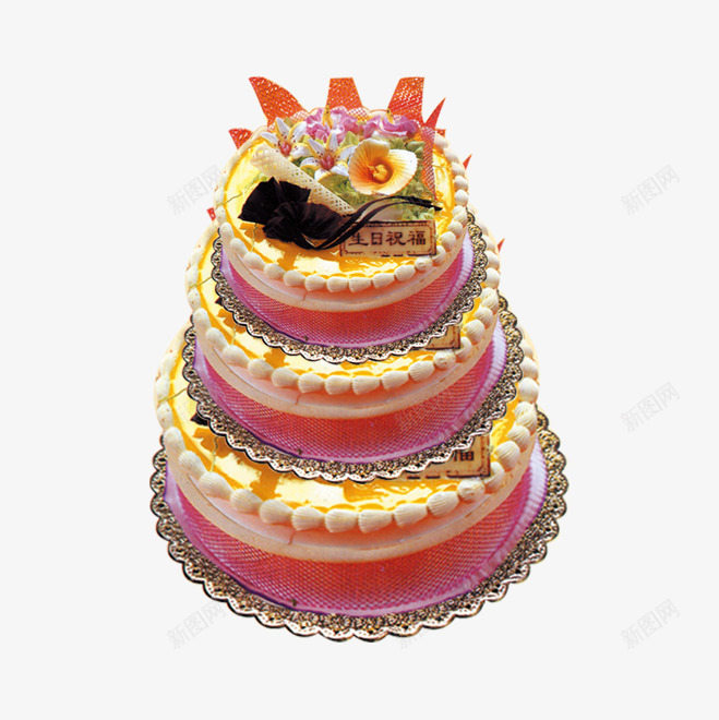三层蛋糕psd免抠素材_新图网 https://ixintu.com 奶油蛋糕 生日快乐蛋糕 花朵 蛋糕