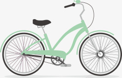 手绘卡通绿色自行车素材