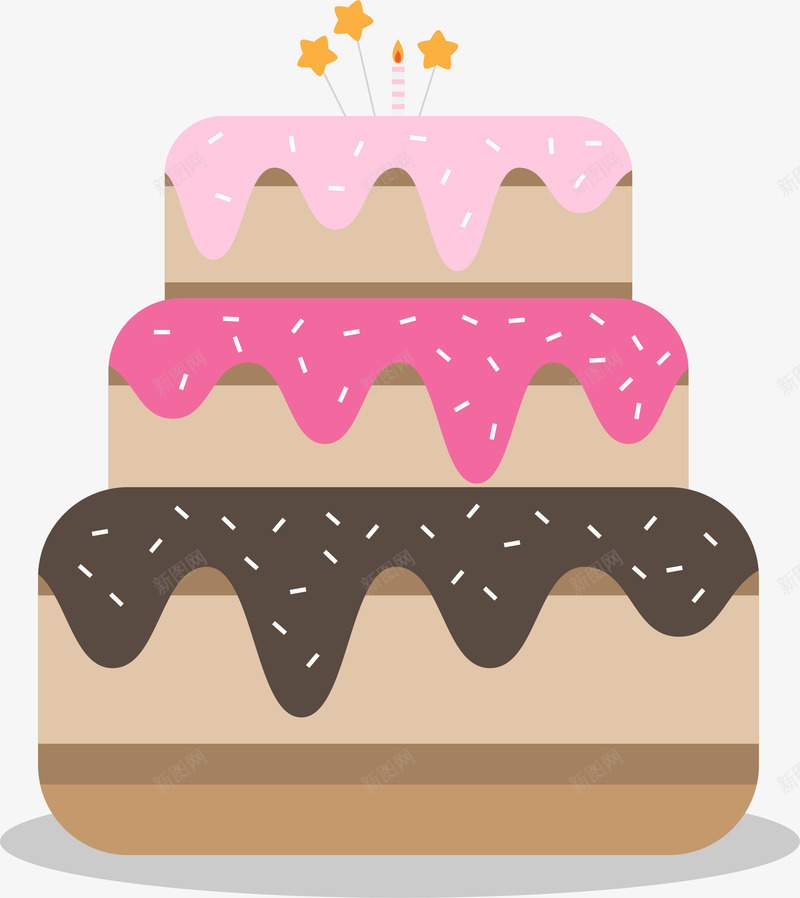 卡通生日奶油蛋糕矢量图ai免抠素材_新图网 https://ixintu.com 卡通 可爱 奶油蛋糕 生日 矢量图案 装饰图案 矢量图
