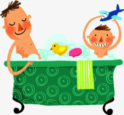 爸爸和孩子洗澡素材