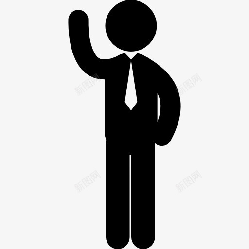站在生意人的领带和右臂举起图标png_新图网 https://ixintu.com humanpictos 上升 人 企业 商人 手臂 站着 领带