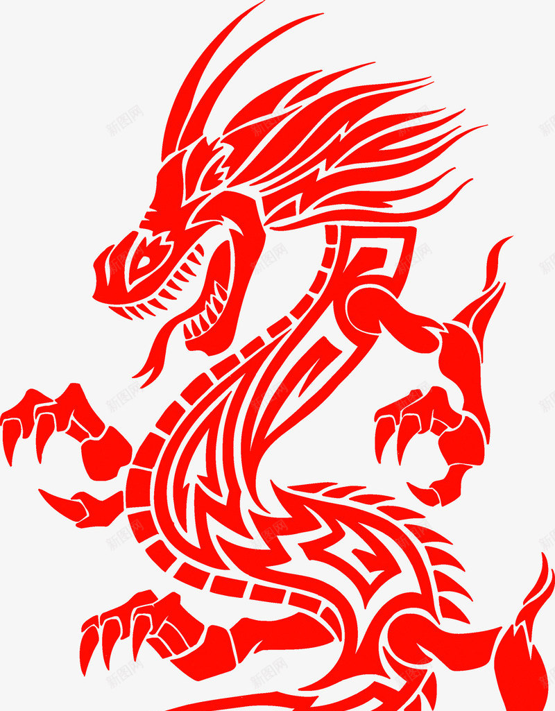 中国龙剪纸png免抠素材_新图网 https://ixintu.com 中国龙 剪纸 动物 龙