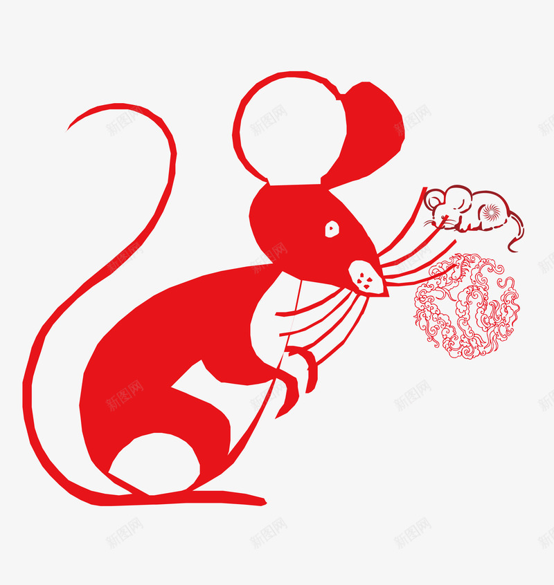 老鼠剪纸png免抠素材_新图网 https://ixintu.com 红色老鼠剪纸 老鼠剪纸 老鼠剪纸免费png下载 老鼠剪纸窗花矢量图