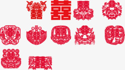 中国风喜字剪纸装饰素材