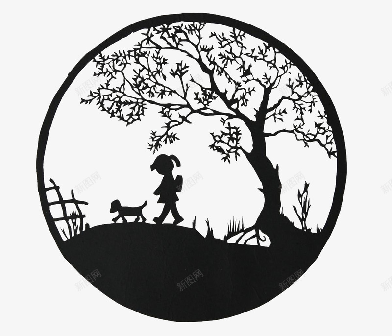 创意剪影psd免抠素材_新图网 https://ixintu.com 免费创意图片素材 剪纸 女孩 简单 黑色