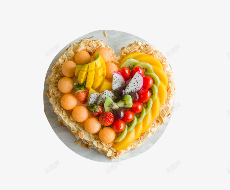 心形生日蛋糕png免抠素材_新图网 https://ixintu.com 心形蛋糕 水果生日蛋糕 聚会蛋糕 食品
