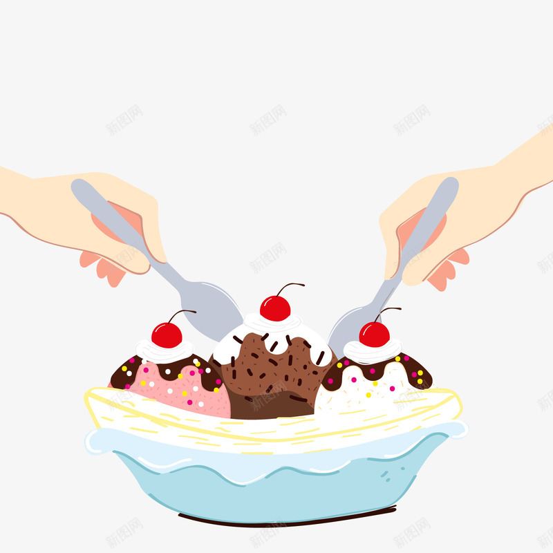 冰淇淋杯png免抠素材_新图网 https://ixintu.com 勺子 吃东西 夏日 甜食