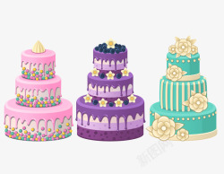 3种3种生日蛋糕矢量图高清图片