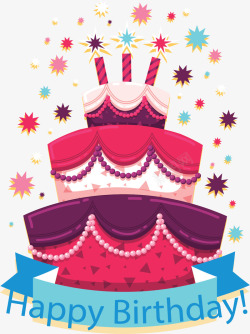 粉色三层蛋糕架粉红色三层生日蛋糕矢量图高清图片