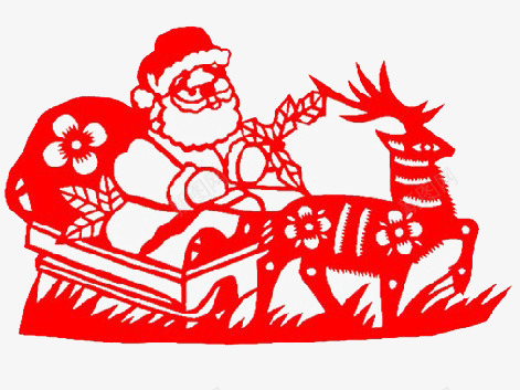 圣诞老人剪纸png免抠素材_新图网 https://ixintu.com 剪纸 喜庆 圣诞老人 红色