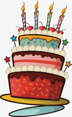 生日点心卡通彩色生日蛋糕矢量图高清图片