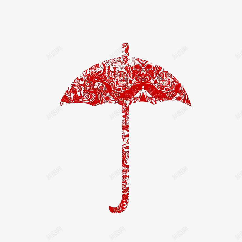 红色雨伞png免抠素材_新图网 https://ixintu.com 中国元素 剪纸 古风 长柄