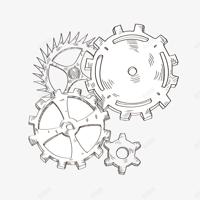 手绘齿轮矢量图ai免抠素材_新图网 https://ixintu.com 手绘齿轮 矢量齿轮 齿轮 矢量图