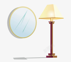 扁平化的卧室镜子和台灯矢量图素材
