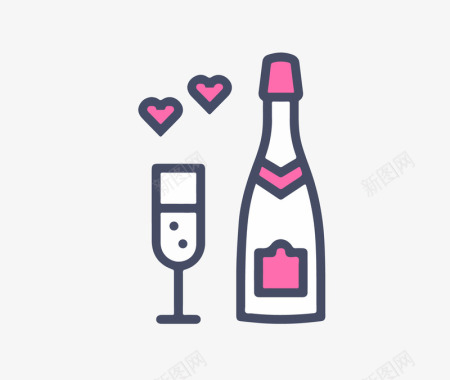 情侣喝酒元素矢量图图标图标