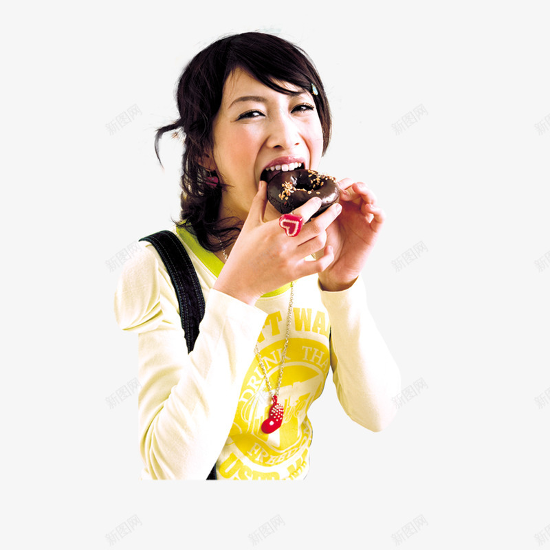 吃甜甜圈的女孩子png免抠素材_新图网 https://ixintu.com 女孩子 甜食 零食
