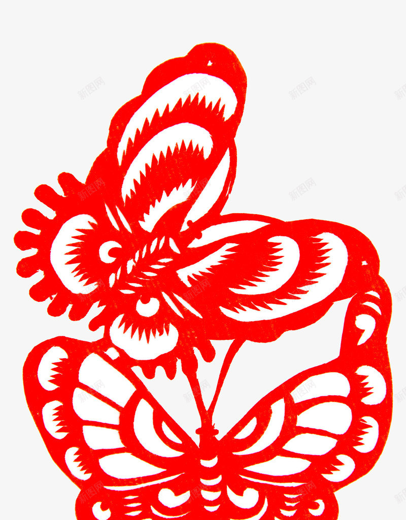 两只红色的蝴蝶剪纸png免抠素材_新图网 https://ixintu.com 中国艺术 创意 剪纸 卡通 商务 手绘 窗花 红色 蝴蝶