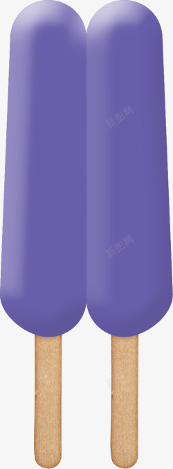 夏日冰棒双人紫色冰棒素材