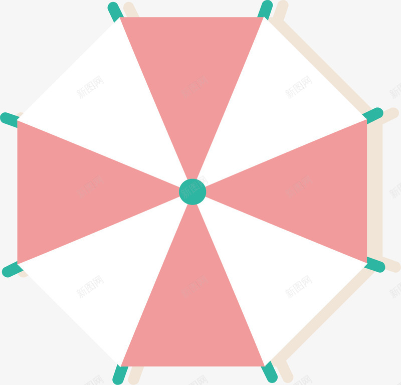 粉白相间的雨伞矢量图ai免抠素材_新图网 https://ixintu.com 可爱 工具 正面 简单 粉白相间 雨伞 矢量图