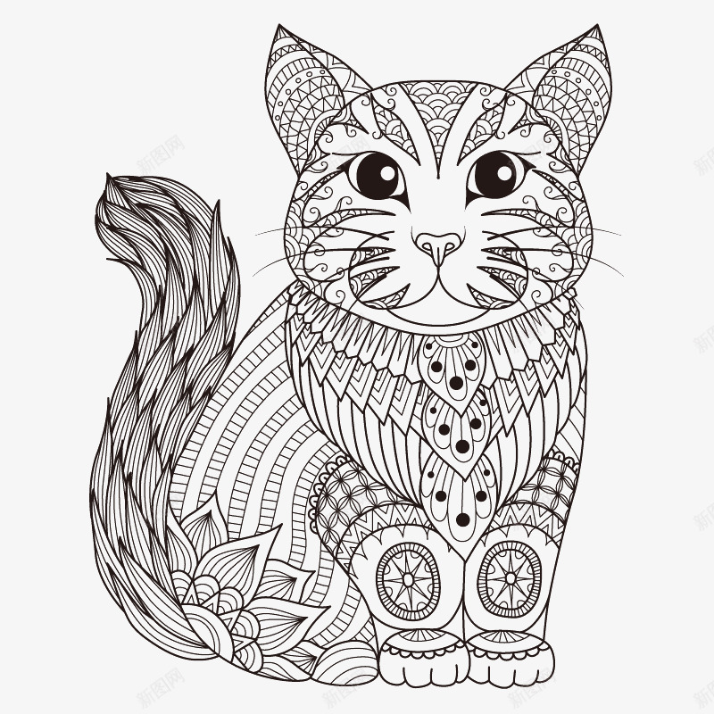 猫线性绘画png免抠素材_新图网 https://ixintu.com 卡通 宠物猫 猫 猫咪 线性 绘画