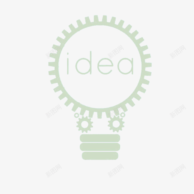 创意电灯泡png免抠素材_新图网 https://ixintu.com 创意电灯泡 绿色 装饰 齿轮