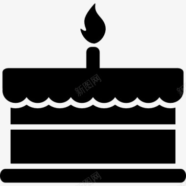生日蛋糕和一个燃烧的蜡烛图标图标