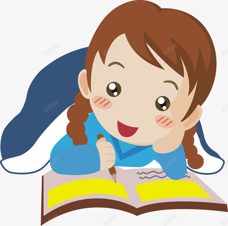 水彩小女孩学习图png免抠素材_新图网 https://ixintu.com 书本 卡通 可爱 女孩 学习 孩子 手绘 看书