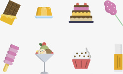 果冻蛋糕食物集合矢量图高清图片