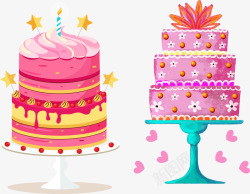 生日大蛋糕手绘多层蛋糕矢量图高清图片