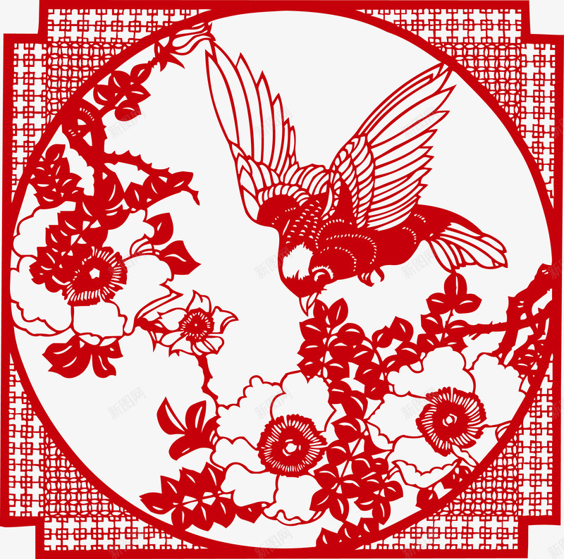 剪纸png免抠素材_新图网 https://ixintu.com 剪纸 古典 吉祥 平面设计 红色 花纹 装饰图案