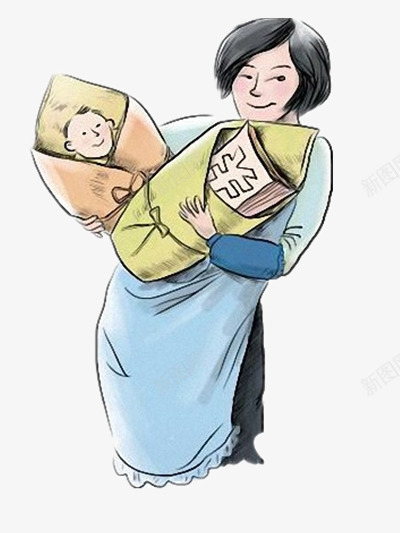 抱着钱和孩子的妈妈png免抠素材_新图网 https://ixintu.com 人物 卡通 插图 简单