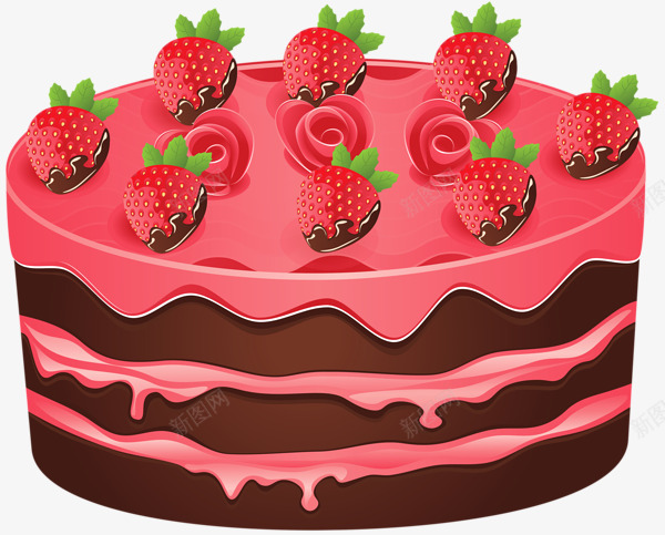 手绘草莓巧克力生日蛋糕png免抠素材_新图网 https://ixintu.com 巧克力 手绘 生日蛋糕 草莓